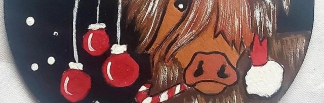 12" Christmas Cow Door Hanger Painting Experience