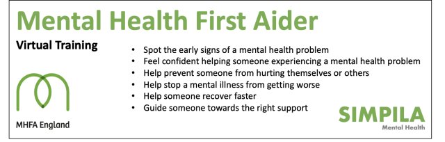 Mental Health First Aid (Selina Clarke) - Only £250 + VAT