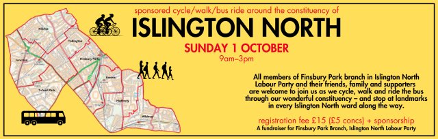 Finsbury Park branch sponsored cycle / walk / bus ride