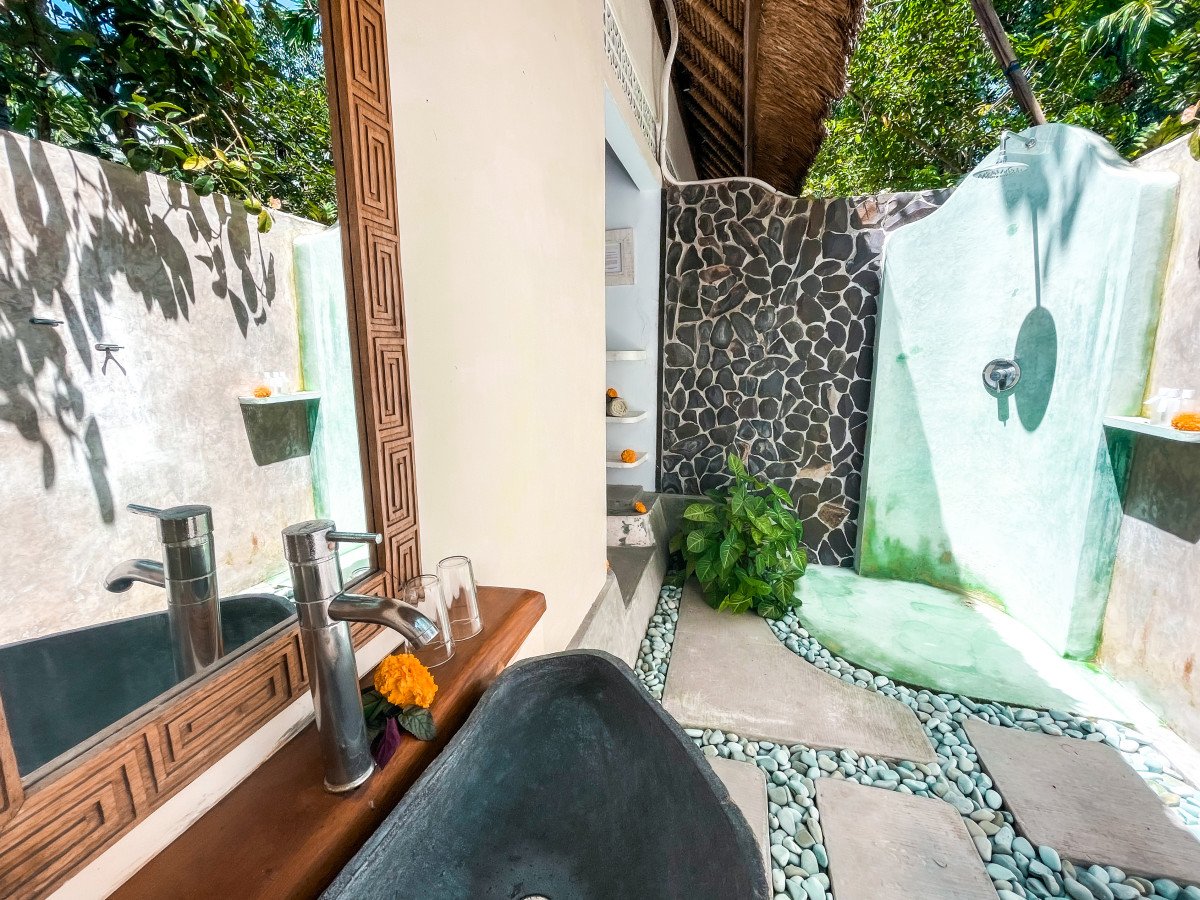 The pool and sun loungers