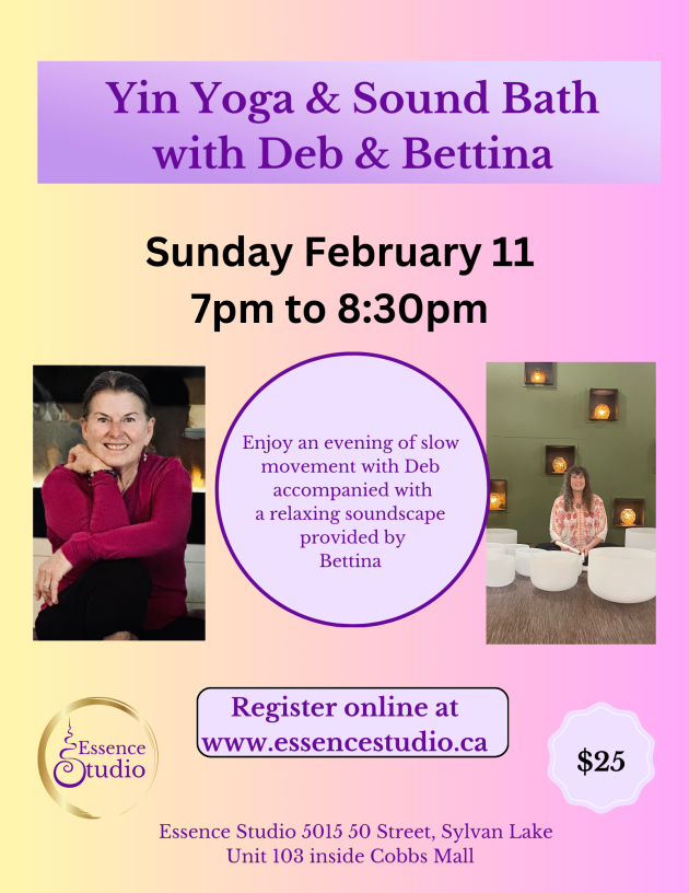 Click for details & to register – Yin Yoga & Sound Bath with Deb & Bettina