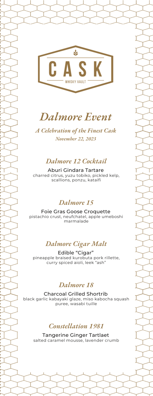 The Dalmore x Cask Menu 2023