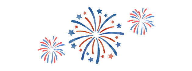 Red, white and blue fireworks graphic