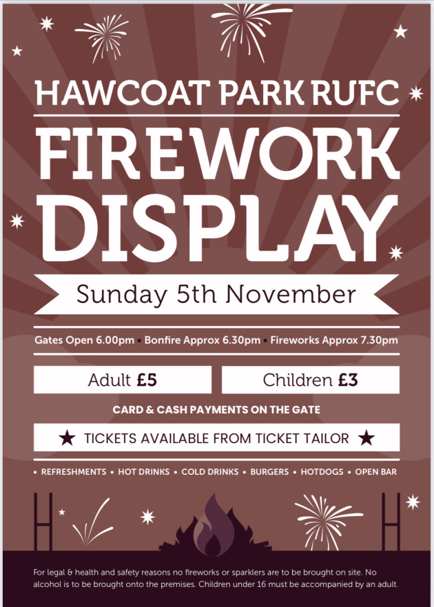Buy tickets – Hawcoat Park RUFC Bonfire Night – Hawcoat Park