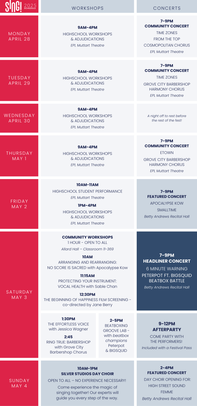 Sing Edmonton 2025 Schedule