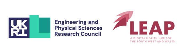 UKRI Engineering and Physical Sciences Research Council logo and LEAP Digital Health Hub logo