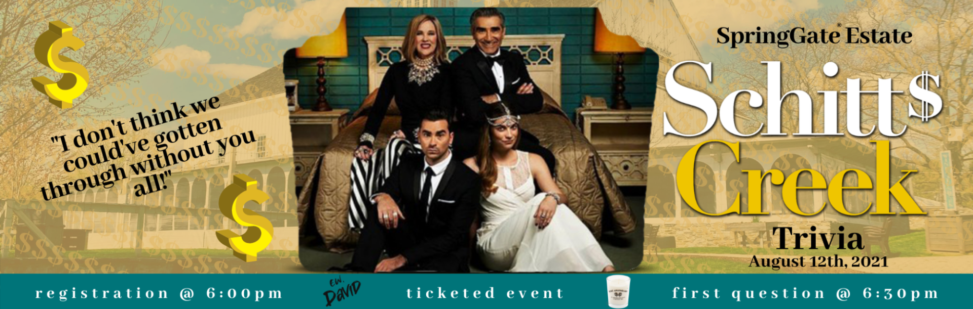Buy Tickets For Schitt S Creek Trivia Estate At Springgate Brewery Thu Aug 12 2021 6 30 Pm 8 30 Pm