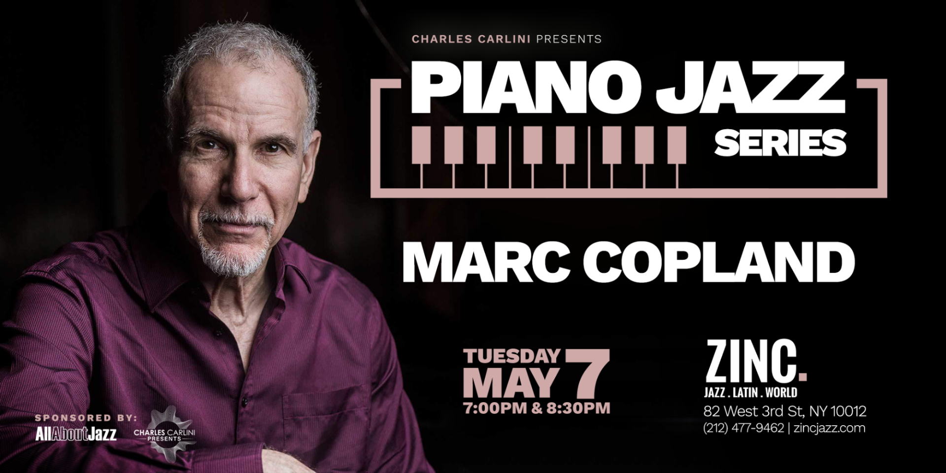 Buy tickets Piano Jazz Series Marc Copland Zinc Tue May 7