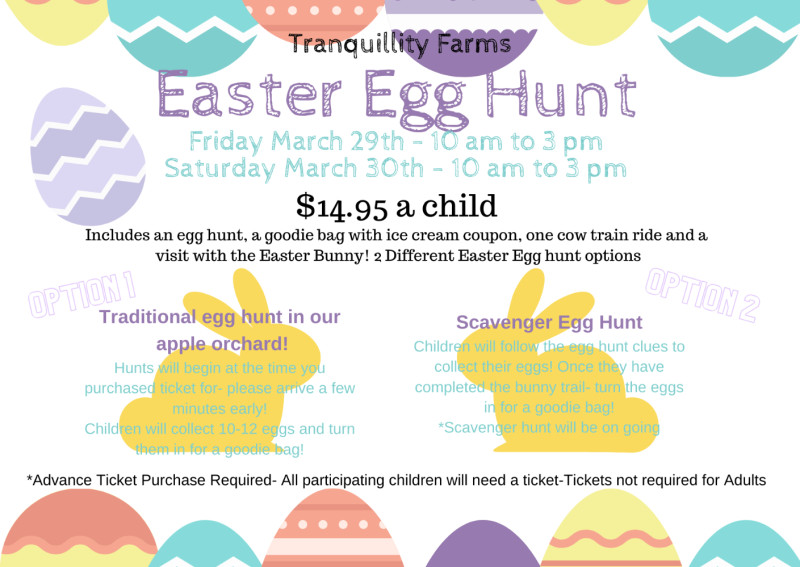 Buy Tickets – Easter Egg Hunt- FRIDAY 3/29 – Tranquillity Farms, Fri ...