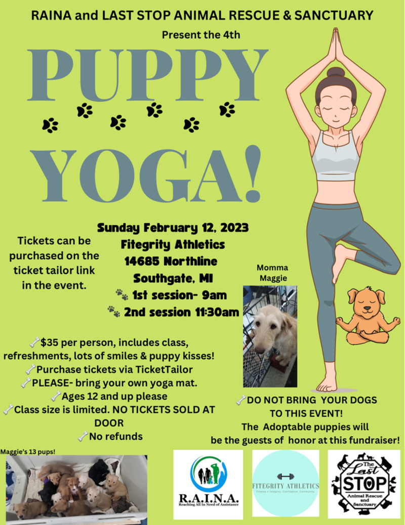 Buy tickets – 9am Puppy Yoga 2/12/23 – Fitegrity Athletics, Sun Feb 12 ...